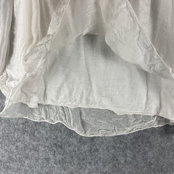 Belle France Silk Blend Top Women Small Floral Cold Shoulder Fairy Boho Romantic - Picture 4 of 16